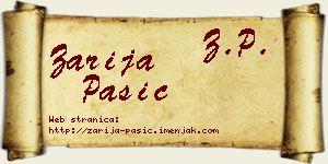 Zarija Pašić vizit kartica